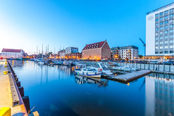 Danzig Polen August 2017 Jachthafen Fluss Motlawa Danzig Abend Polen — Stockfoto