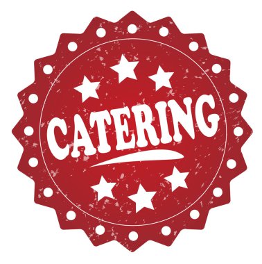 beyaz zemin üzerine kırmızı pul catering