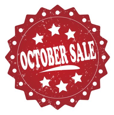 Beyaz arka plan üzerinde Ekim Satılık kırmızı pul