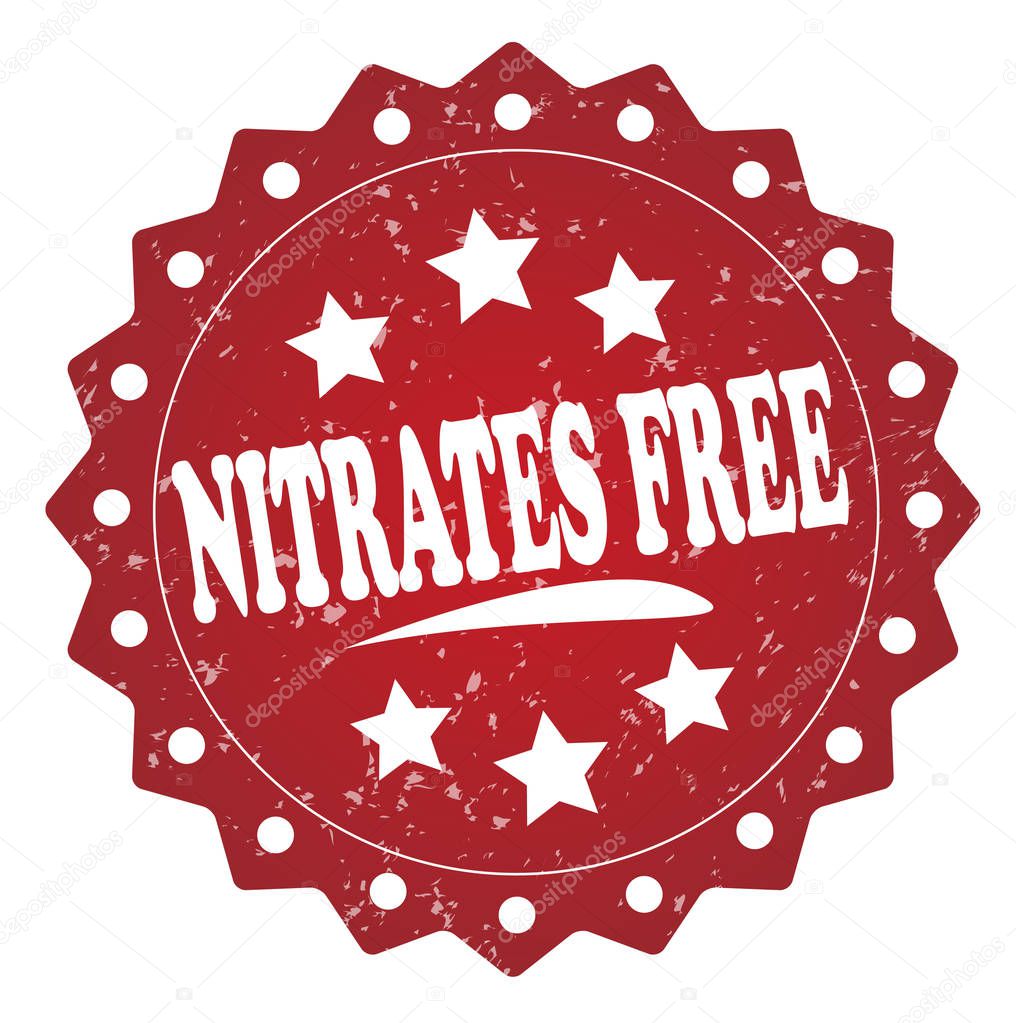 nitrates free red stamp on white background