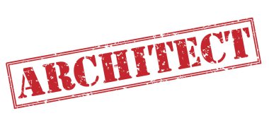 beyaz zemin üzerine kırmızı vintage damga mimar