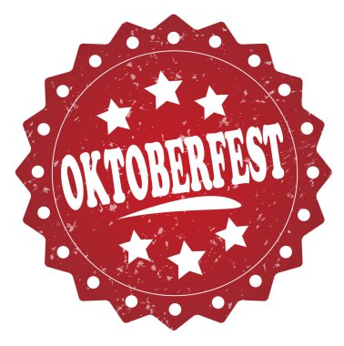 beyaz zemin üzerine kırmızı Octoberfest vintage damgası