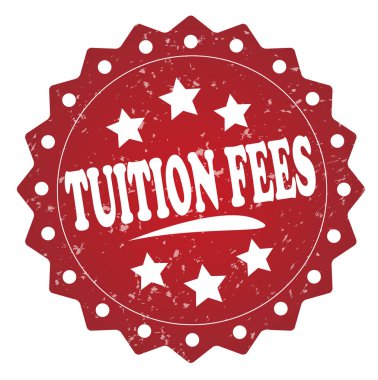 tuition fees red stamp on white background