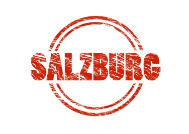 beyaz zemin üzerine kırmızı Salzburg damgası