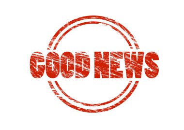 Beyaz arka plan üzerinde izole iyi haber kırmızı pul