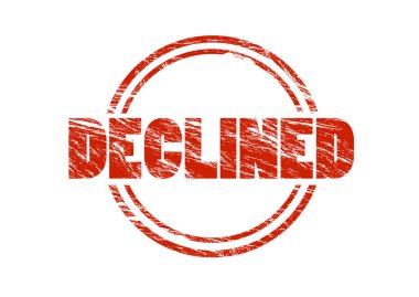 Beyaz arka plan üzerinde izole kırmızı pul reddetti