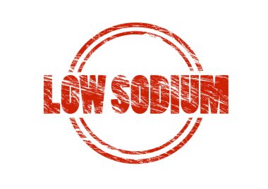 Beyaz arka plan üzerinde izole düşük sodyum kırmızı pul