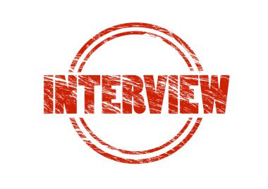 Beyaz arka plan üzerinde izole kırmızı pul röportaj