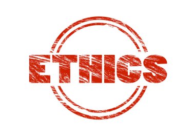 Beyaz arka plan üzerinde izole etik kırmızı pul