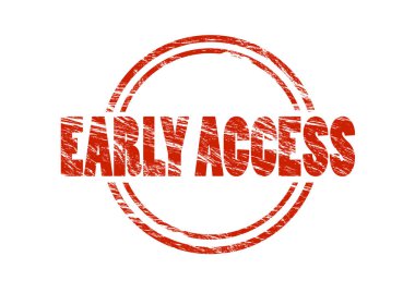 Beyaz arka plan üzerinde izole erken erişim kırmızı pul