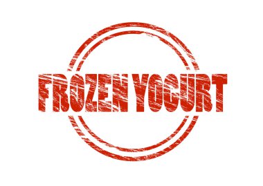 Beyaz arka plan üzerinde izole donmuş yoğurt kırmızı pul
