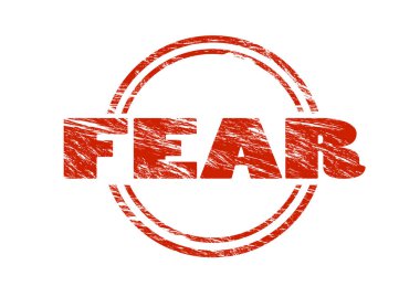 Beyaz arka plan üzerinde izole kırmızı pul korku