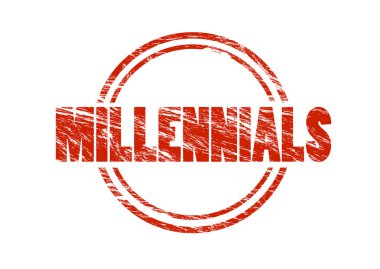 Beyaz arka plan üzerinde izole millennials kırmızı pul