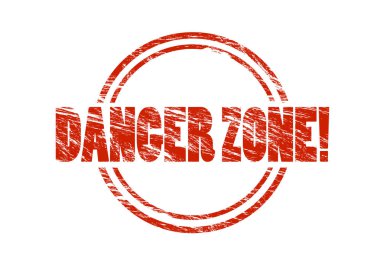 tehlikeli bölge! Beyaz arka plan üzerinde izole kırmızı pul