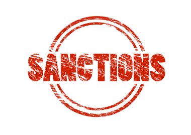 Beyaz arka plan üzerinde izole kırmızı pul yaptırımlar