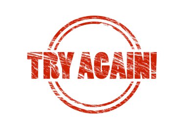 Yeniden Deneyin! Beyaz arka plan üzerinde izole kırmızı pul