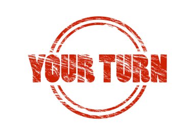 Beyaz arka plan üzerinde izole senin sıran kırmızı damga