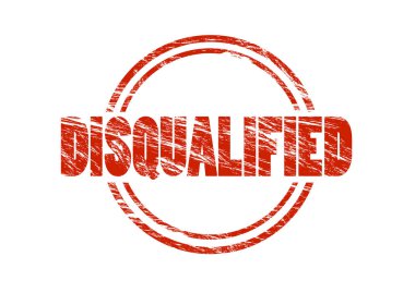 Beyaz arka plan üzerinde izole kırmızı pul diskalifiye