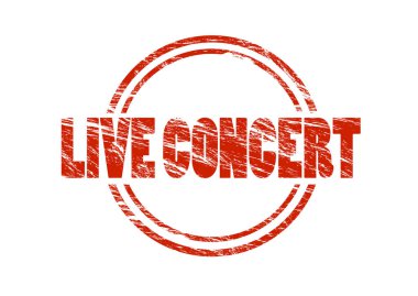 Beyaz arka plan üzerinde izole canlı konser kırmızı pul