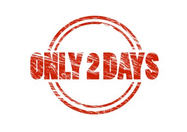 Beyaz arka plan üzerinde izole sadece 2 gün kırmızı pul