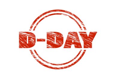 beyaz zemin üzerine kırmızı pul izole d-day