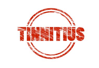 Beyaz arka plan üzerinde izole tinnitius kırmızı pul