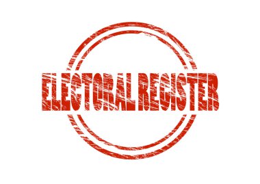 Beyaz arka plan üzerinde izole electorial kayıt kırmızı pul