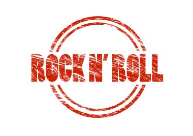 Rock'n roll kırmızı pul beyaz arka plan üzerinde