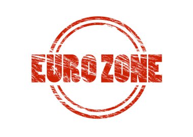 Euro bölgesi kırmızı pul beyaz arka plan üzerinde