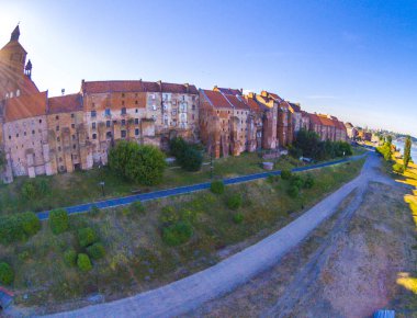 Balıkgözü görünümü Grudziadz eski şehir panoraması