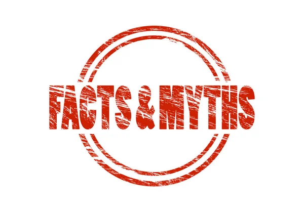 Fakten Und Mythen Roter Stempel Auf Weißem Hintergrund — Stockfoto