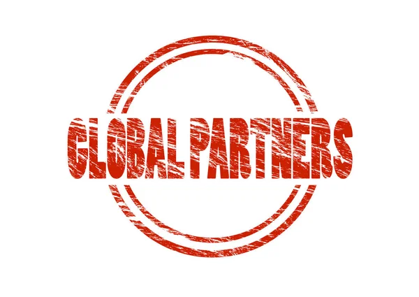 Partner Globali Timbro Rosso Isolato Sfondo Bianco — Foto Stock