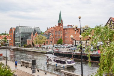 Bydgoszcz, Polonya, 2 Mayıs 2018: şehir ve Brda nehir Bydgoszcz eski görüntülemek