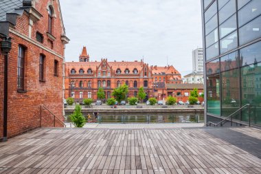 Old Town ve tahıl ambarları Brda ırmak, Bydgoszcz, Polonya