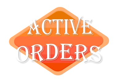 Beyaz arka plan üzerinde izole etkin siparişleri turuncu pul