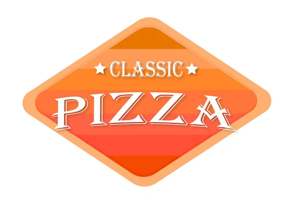 Classico Timbro Pizza Arancione Isolato Sfondo Bianco — Foto Stock