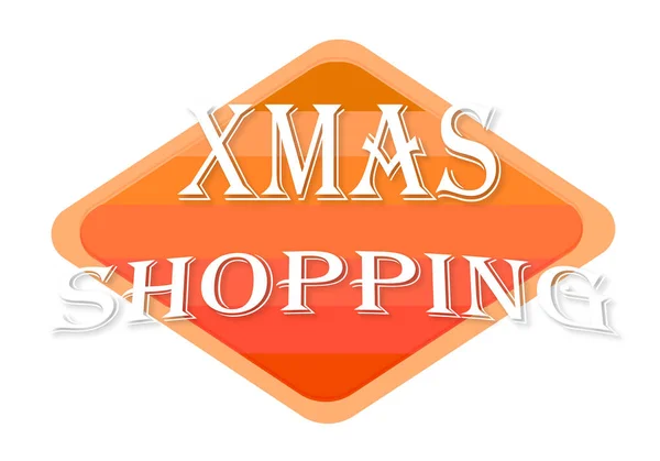 Xmas Shopping Orange Stamp Isolated White Background — Stock Photo, Image