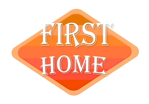 first home orange stamp isolated on white background