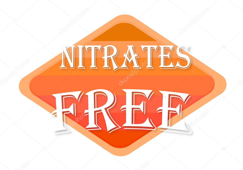 nitrates free orange stamp isolated on white background