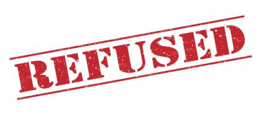 Beyaz arka plan üzerinde izole kırmızı pul reddetti