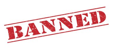 Beyaz arka plan üzerinde izole kırmızı pul yasaklandı