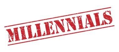 Beyaz arka plan üzerinde izole millennials kırmızı pul