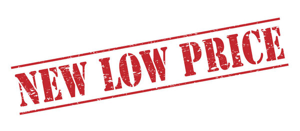 new low price red stamp isolated on white background