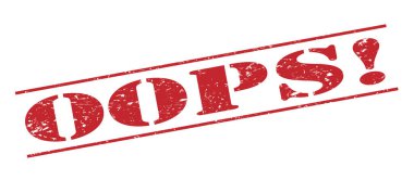 Oops! Beyaz arka plan üzerinde izole kırmızı pul
