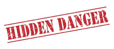 Beyaz arka plan üzerinde izole gizli tehlike kırmızı pul