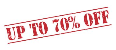 yüzde 70 oranında off to beyaz arka plan üzerinde izole kırmızı pul