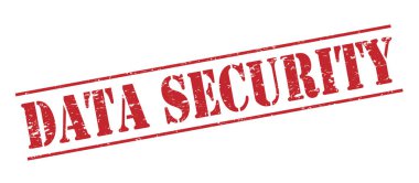 Beyaz arka plan üzerinde izole veri güvenlik kırmızı pul