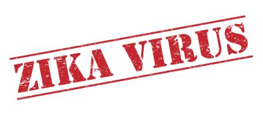 Beyaz arka plan üzerinde izole zika virüs kırmızı pul