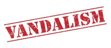 Beyaz arka plan üzerinde izole vandalizm kırmızı pul