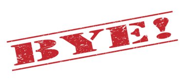 Hoşça kal! Beyaz arka plan üzerinde izole kırmızı pul